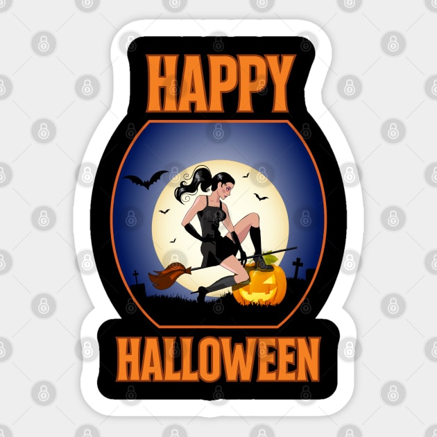 Sexy Halloween Witch Scary Sticker by T-Shirt.CONCEPTS